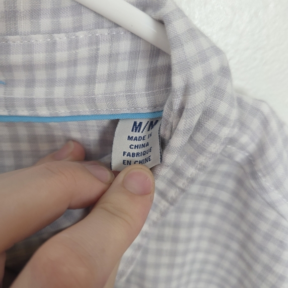 Tommy Bahama Men's White Grey Gingham Tropical 100% Linen Button Up Shirt Sz M - Picture 6 of 10